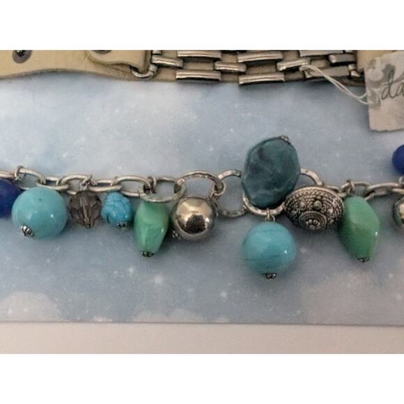 Boho Charm Bracelet Lot 5 Rhinestone Chain Turquoise Blue Women Jewelry - Picture 6 of 7